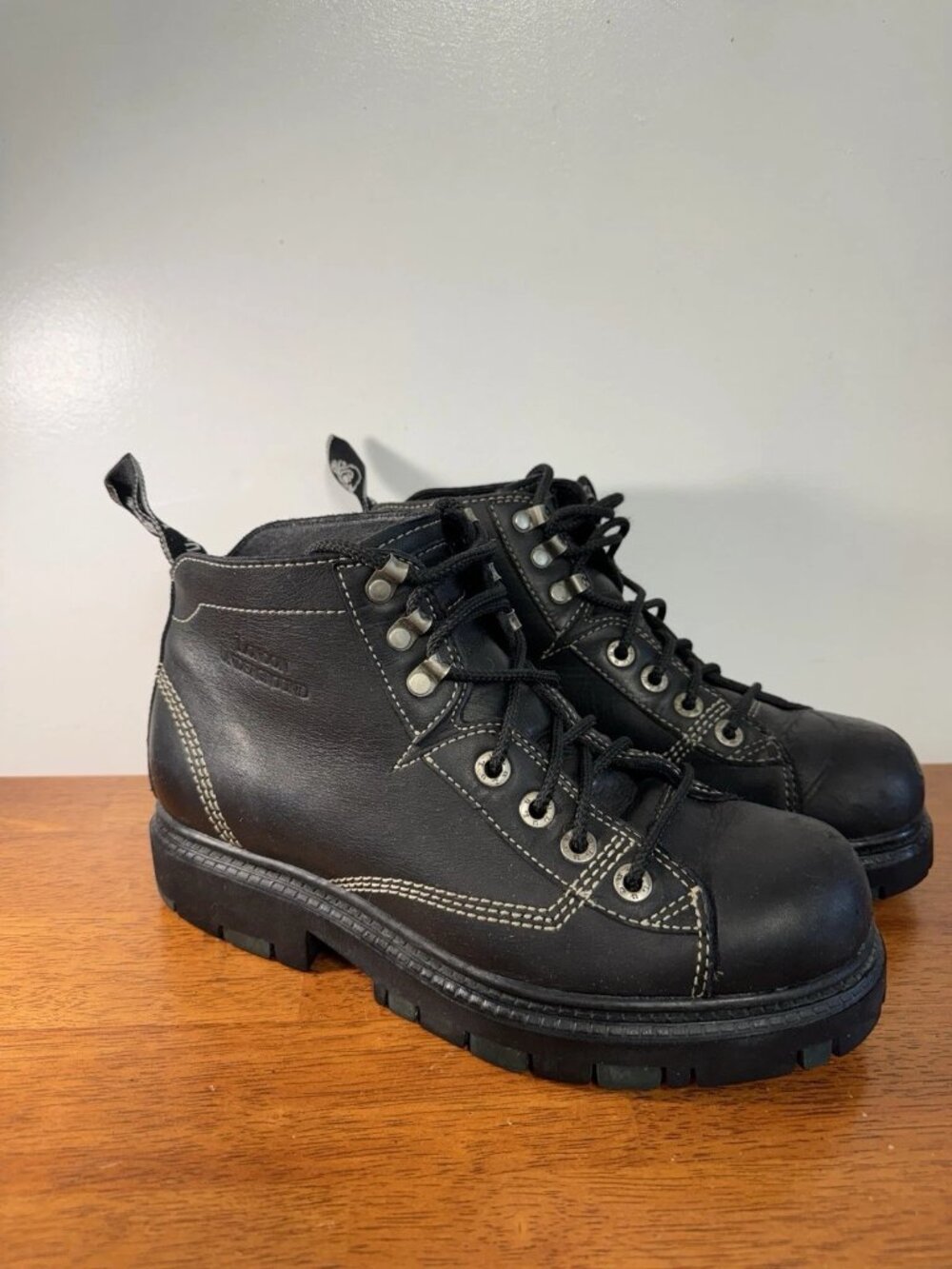 VTG 90s London Underground Women’s UK 8.5 US 10.5 Black Leather Combat Boots